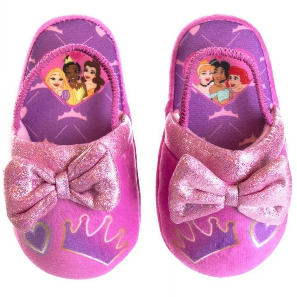 ✅ 5 for $25 - Disney Princess "Bows, Tiaras & Hearts" Girls Slippers Size 11/12